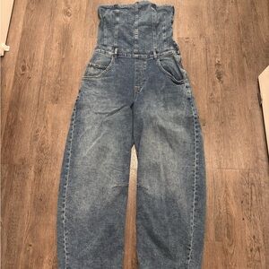 We The Free Blue Denim Jumpsuit